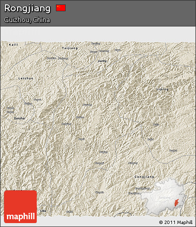 Shaded Relief 3D Map of Rongjiang