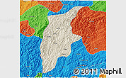 Shaded Relief 3D Map of Rongjiang, political outside