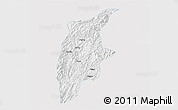 Silver Style 3D Map of Rongjiang, single color outside