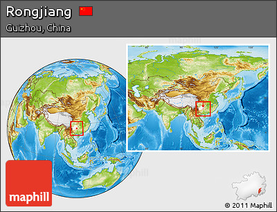 Physical Location Map of Rongjiang, highlighted parent region, within the entire country