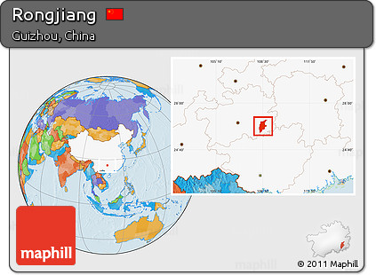 Political Location Map of Rongjiang, highlighted country