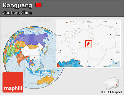 Political Location Map of Rongjiang, highlighted country