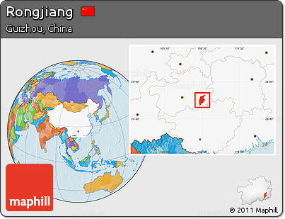 Political Location Map of Rongjiang, highlighted country