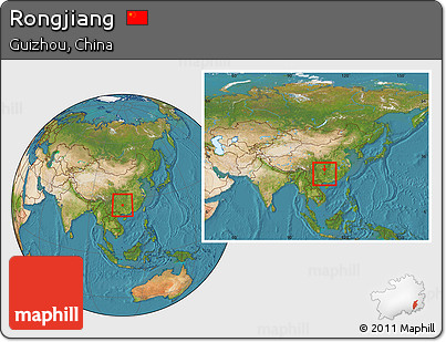 Satellite Location Map of Rongjiang, within the entire country