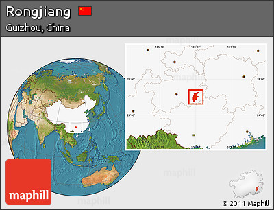 Satellite Location Map of Rongjiang, highlighted country