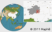 Satellite Location Map of Rongjiang, highlighted country, highlighted parent region