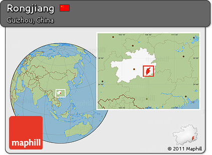 Savanna Style Location Map of Rongjiang, highlighted parent region