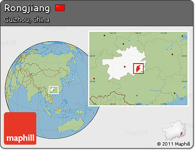 Savanna Style Location Map of Rongjiang, highlighted parent region