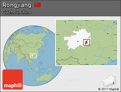 Savanna Style Location Map of Rongjiang, highlighted parent region