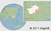 Savanna Style Location Map of Rongjiang, highlighted parent region, hill shading