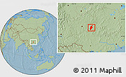 Savanna Style Location Map of Rongjiang, hill shading