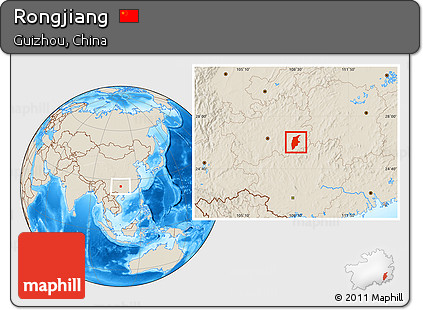 Shaded Relief Location Map of Rongjiang