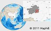 Shaded Relief Location Map of Rongjiang, highlighted country, highlighted parent region