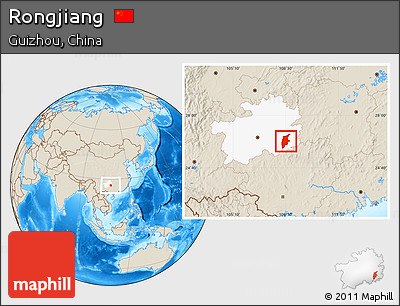Shaded Relief Location Map of Rongjiang, highlighted parent region