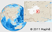Shaded Relief Location Map of Rongjiang, highlighted parent region
