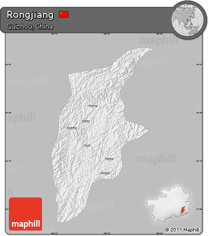 Gray Map of Rongjiang, single color outside