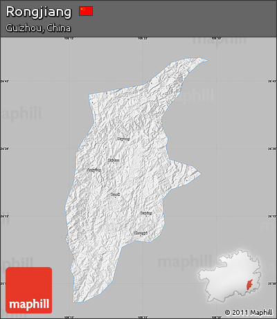 Gray Map of Rongjiang, single color outside