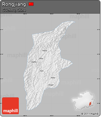 Gray Map of Rongjiang, single color outside