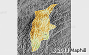 Physical Map of Rongjiang, darken, desaturated