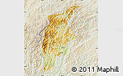 Physical Map of Rongjiang, lighten