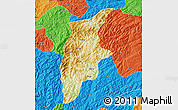Physical Map of Rongjiang, political outside