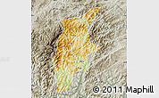 Physical Map of Rongjiang, semi-desaturated