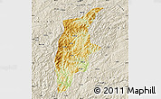 Physical Map of Rongjiang, shaded relief outside
