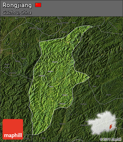 Satellite Map of Rongjiang, darken