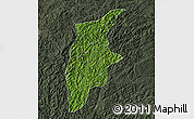 Satellite Map of Rongjiang, darken, semi-desaturated