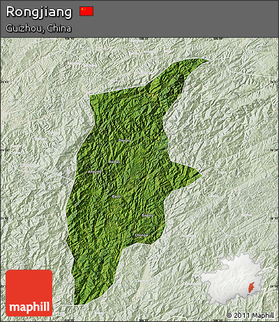 Satellite Map of Rongjiang, lighten