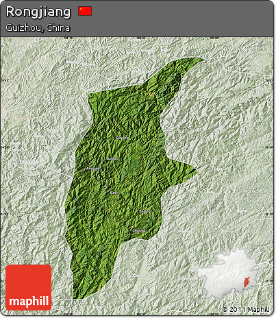 Satellite Map of Rongjiang, lighten