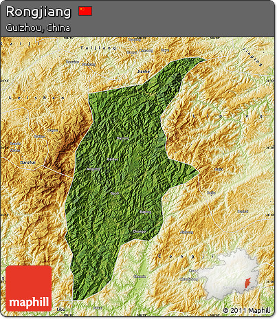Satellite Map of Rongjiang, physical outside