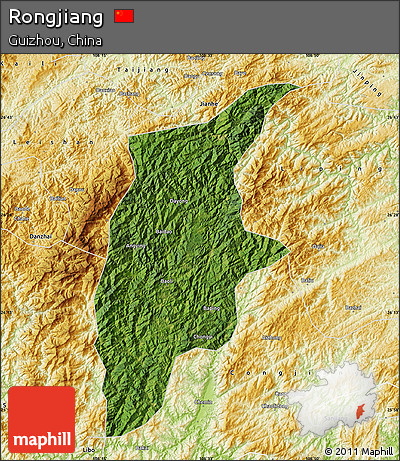 Satellite Map of Rongjiang, physical outside