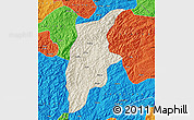 Shaded Relief Map of Rongjiang, political outside