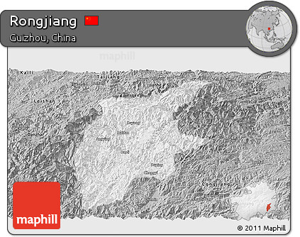 Gray Panoramic Map of Rongjiang