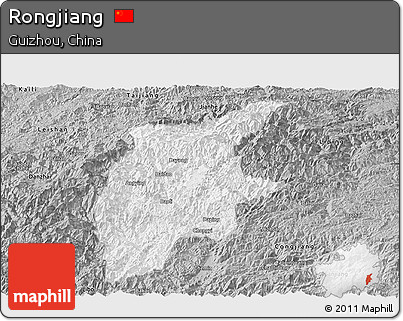 Gray Panoramic Map of Rongjiang