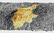 Physical Panoramic Map of Rongjiang, darken, desaturated