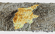 Physical Panoramic Map of Rongjiang, darken, semi-desaturated
