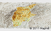 Physical Panoramic Map of Rongjiang, lighten, semi-desaturated