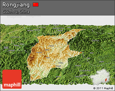 Physical Panoramic Map of Rongjiang, satellite outside