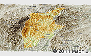 Physical Panoramic Map of Rongjiang, semi-desaturated