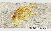 Physical Panoramic Map of Rongjiang, shaded relief outside