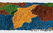 Political Panoramic Map of Rongjiang, darken