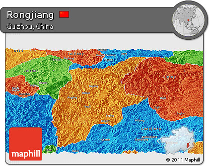 Political Panoramic Map of Rongjiang
