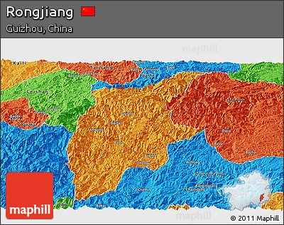 Political Panoramic Map of Rongjiang
