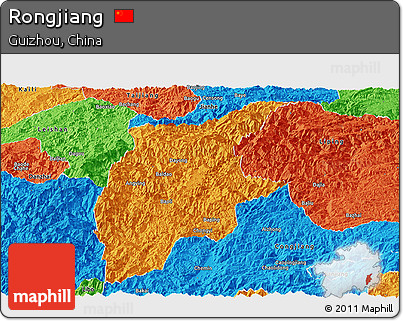 Political Panoramic Map of Rongjiang