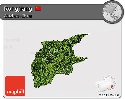 Satellite Panoramic Map of Rongjiang, cropped outside