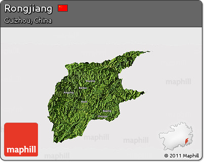 Satellite Panoramic Map of Rongjiang, cropped outside