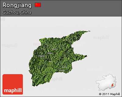 Satellite Panoramic Map of Rongjiang, cropped outside