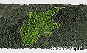 Satellite Panoramic Map of Rongjiang, darken, semi-desaturated